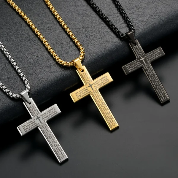 1pc Titanium Alloy Carved Cross Pendant