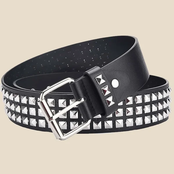 Square Bead Rivet Metal Designer Belt
