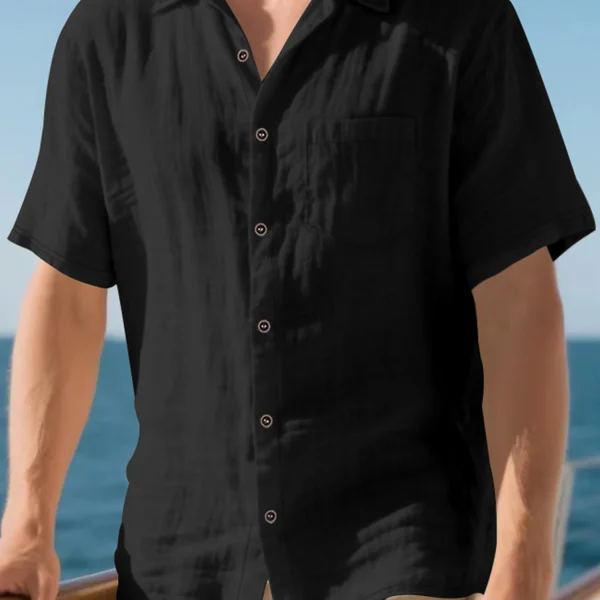 Men's Lightweight Linen Button-Down Shirt