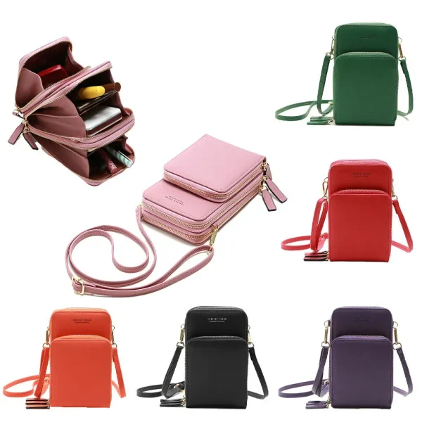 Crossbody Shoulder Bag Leather Zipper Purse